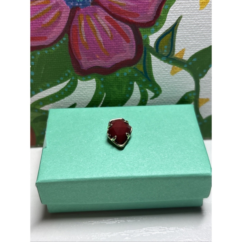 Kendra Scott Small Red Jade Pendant with No Chain Gold Tone Signed Vintage